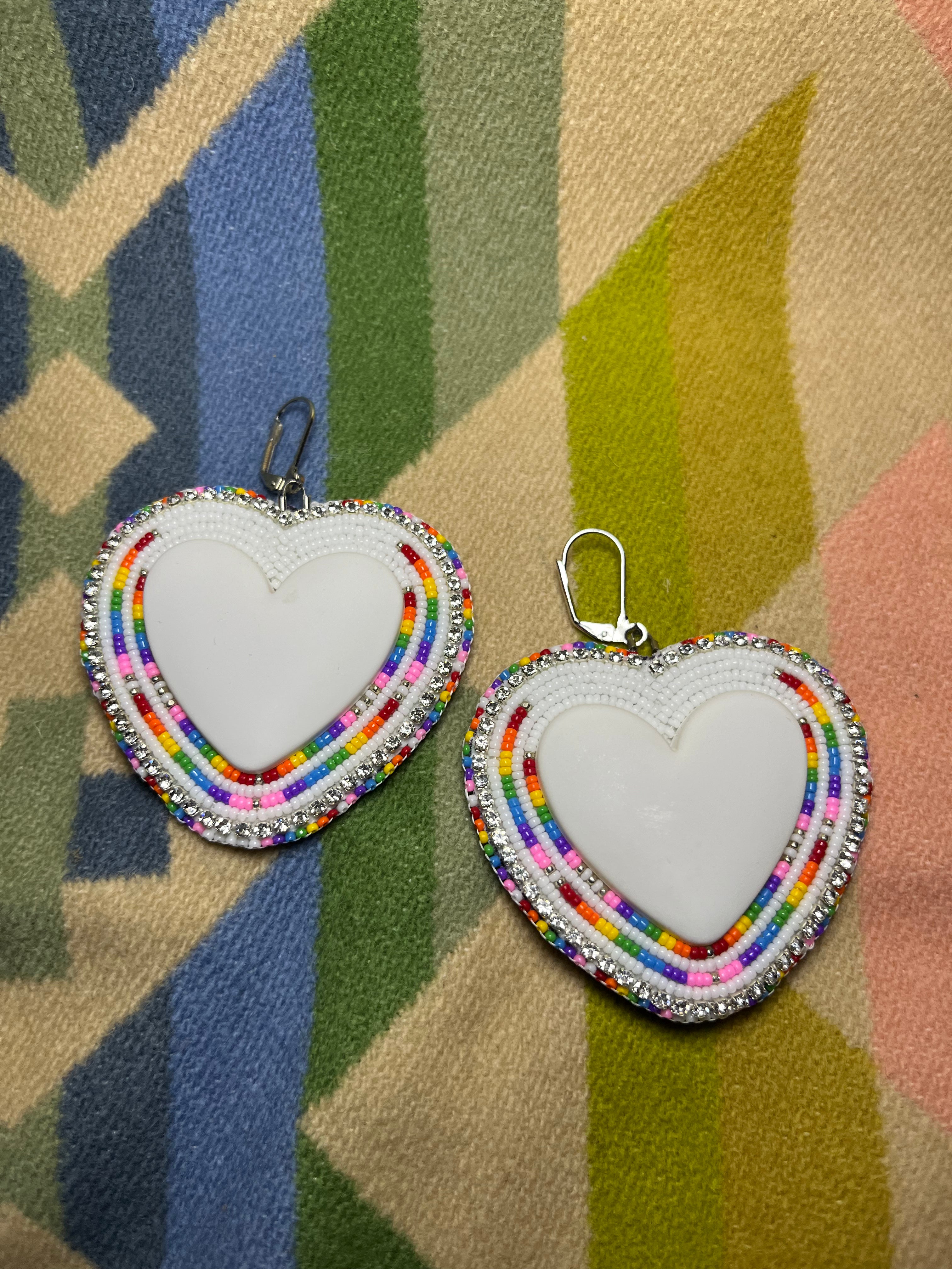 Rainbow heart earrings