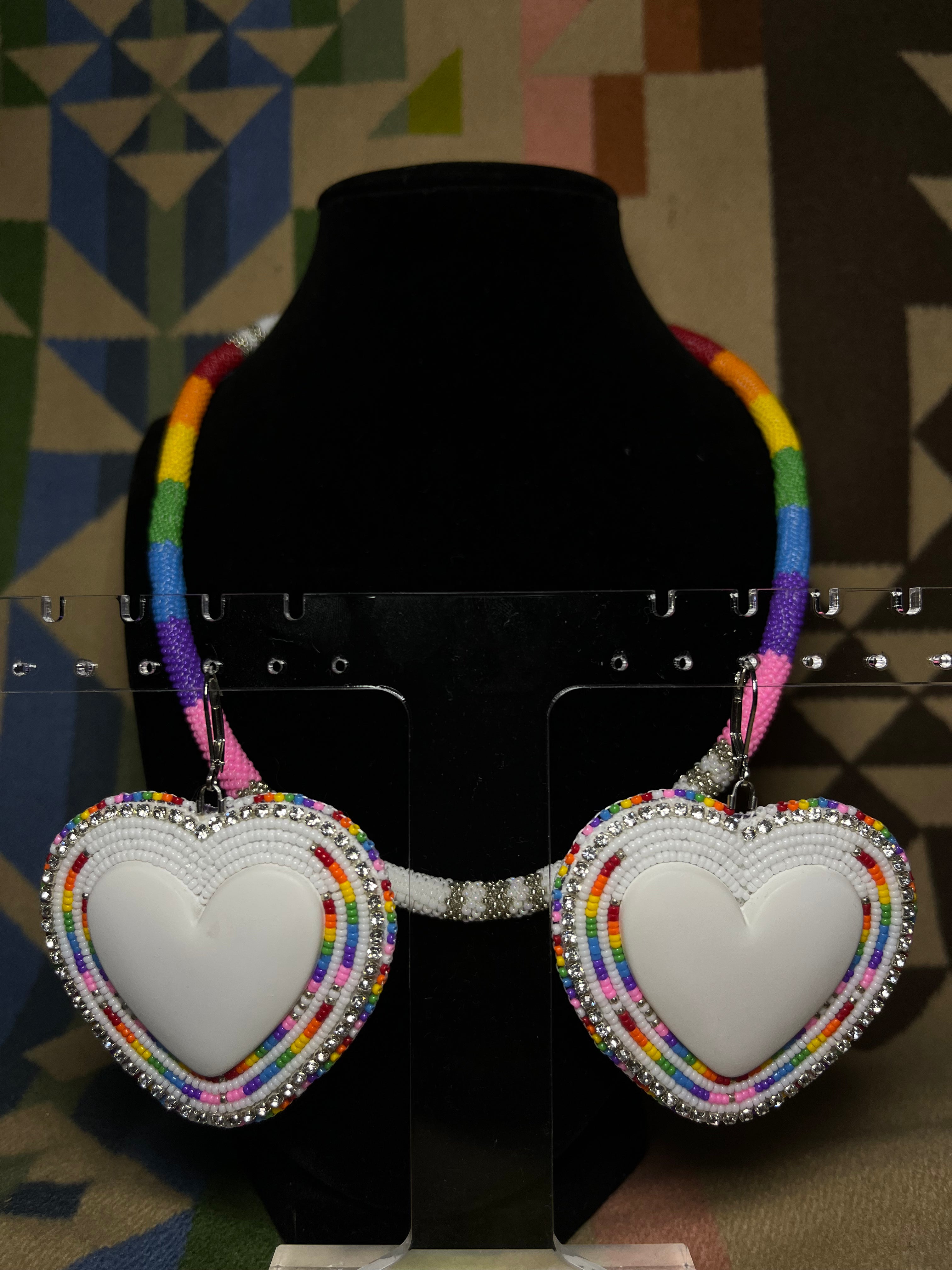 Rainbow earrings & necklace set